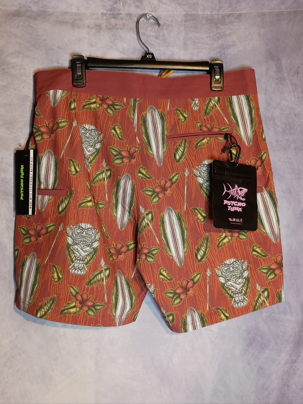 Psycho Tuna Tiki Board Shorts 34 NWT Surf‎ Swim Trunks Tropical Hawaiian